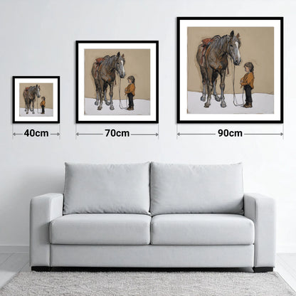 Silent Understanding - size guide showing 40cm, 70cm and 90cm art prints