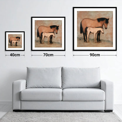 Timeless Bond - size guide showing 40cm, 70cm and 90cm art prints