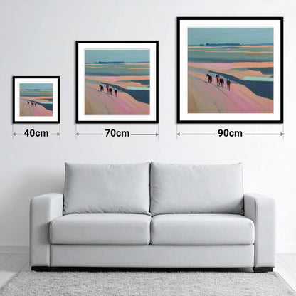 Dusty Rose Hack - size guide showing 40cm, 70cm and 90cm art prints