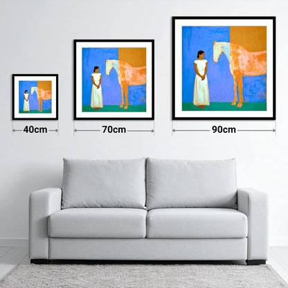 A Silent Understanding - size guide showing 40cm, 70cm and 90cm art prints
