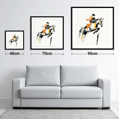 Amber Ascent - size guide showing 40cm, 70cm and 90cm art prints