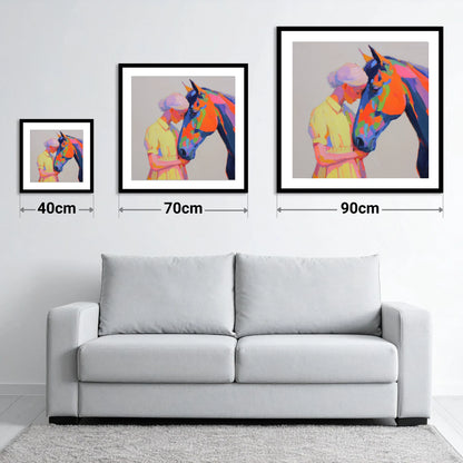 Radiant Connection - size guide showing 40cm, 70cm and 90cm art prints