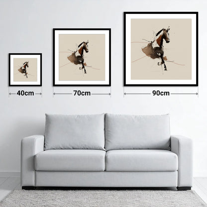 Abstract Dressage Form - size guide showing 40cm, 70cm and 90cm art prints