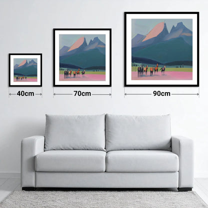 Rose Peaks Herd - size guide showing 40cm, 70cm and 90cm art prints