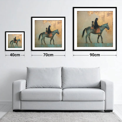 Timeless Golden Journey - size guide showing 40cm, 70cm and 90cm art prints