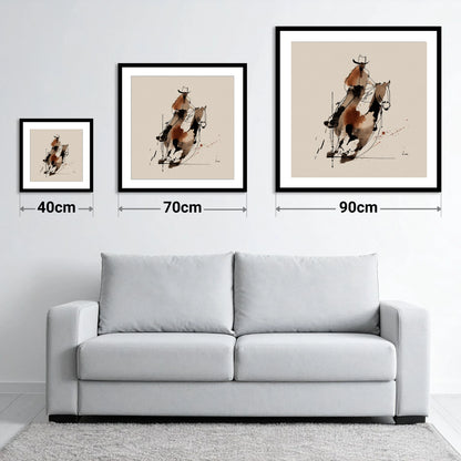 Western Momentum - size guide showing 40cm, 70cm and 90cm art prints