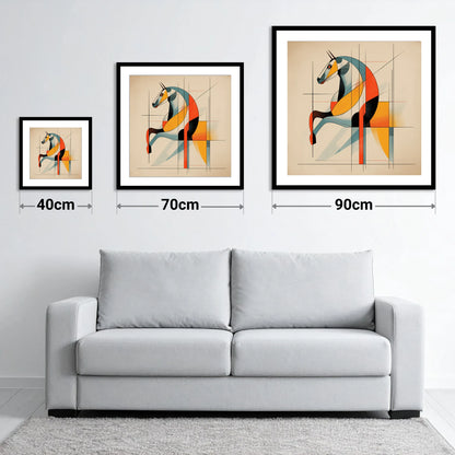 Structural Stride - size guide showing 40cm, 70cm and 90cm art prints