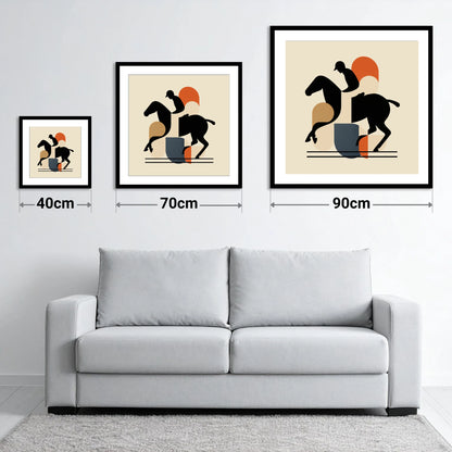 Retro Polo Silhouette - size guide showing 40cm, 70cm and 90cm art prints