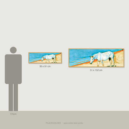 Cerulean Coastline - panoramic size guide showing 30x91cm and 51x152cm