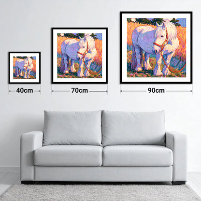 Feathered Cob in Vibrant Light - size guide showing 40cm, 70cm and 90cm art prints