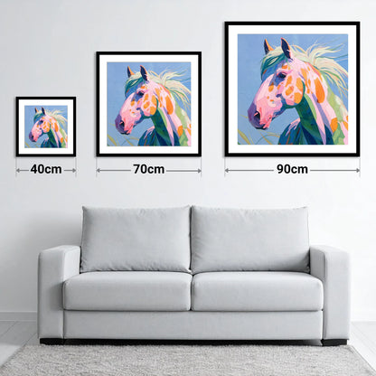 Technicolour Spirit - size guide showing 40cm, 70cm and 90cm art prints
