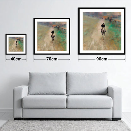 The Track Home - size guide showing 40cm, 70cm and 90cm art prints
