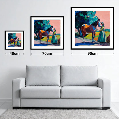 Painted Bond - size guide showing 40cm, 70cm and 90cm art prints