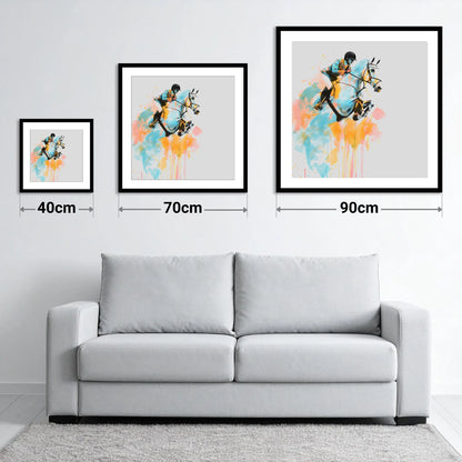 Suspended in Colour - size guide showing 40cm, 70cm and 90cm art prints