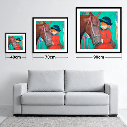 The Gentle Introduction - size guide showing 40cm, 70cm and 90cm art prints