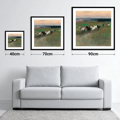 Distant Horizon Herd - size guide showing 40cm, 70cm and 90cm art prints
