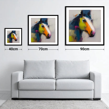 Vibrant Contemporary Profile - size guide showing 40cm, 70cm and 90cm art prints