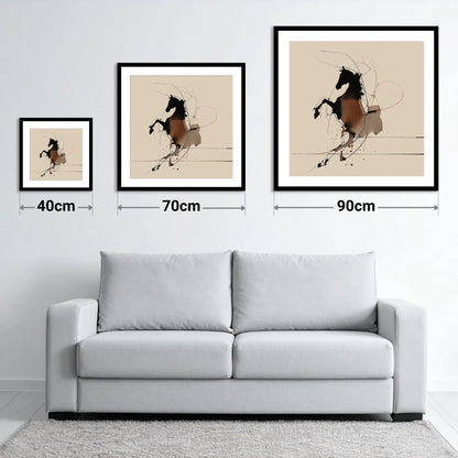Untamed Spirit - size guide showing 40cm, 70cm and 90cm art prints