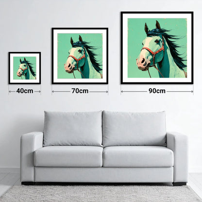 Windswept in Teal - size guide showing 40cm, 70cm and 90cm art prints