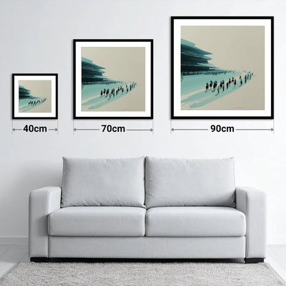 The Final Curve - size guide showing 40cm, 70cm and 90cm art prints