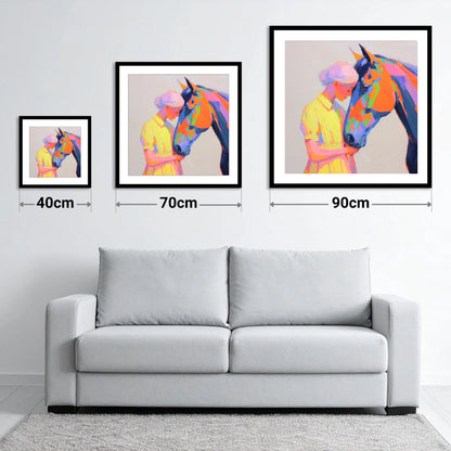Radiant Connection - size guide showing 40cm, 70cm and 90cm art prints