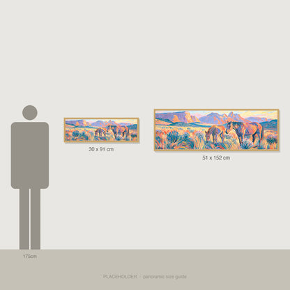 Painted Valley Grazing - panoramic size guide showing 30x91cm and 51x152cm