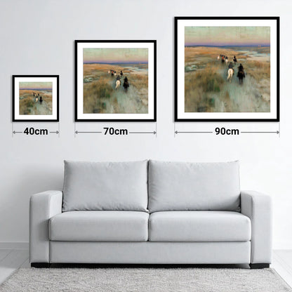 The Dawn String - size guide showing 40cm, 70cm and 90cm art prints