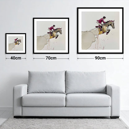 Burgundy Flight - size guide showing 40cm, 70cm and 90cm art prints