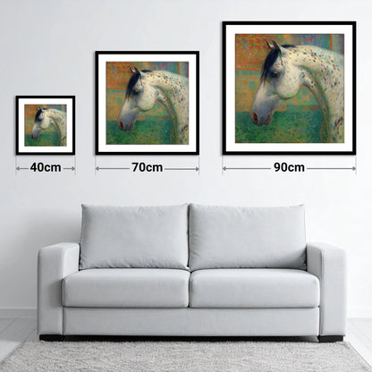 Vibrant Spotted Portrait - size guide showing 40cm, 70cm and 90cm art prints