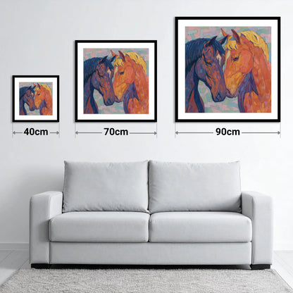 Kindred Spirits - size guide showing 40cm, 70cm and 90cm art prints