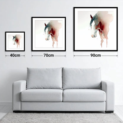 Crimson Silhouette - size guide showing 40cm, 70cm and 90cm art prints