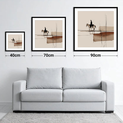Solitude in Sepia - size guide showing 40cm, 70cm and 90cm art prints