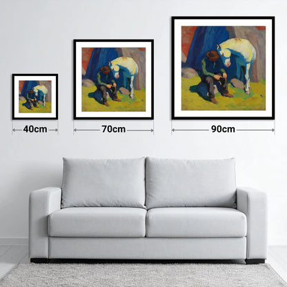 Vivid Companionship - size guide showing 40cm, 70cm and 90cm art prints