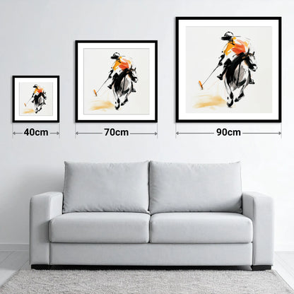 Amber Strike - size guide showing 40cm, 70cm and 90cm art prints