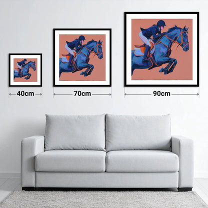 Indigo Leap - size guide showing 40cm, 70cm and 90cm art prints