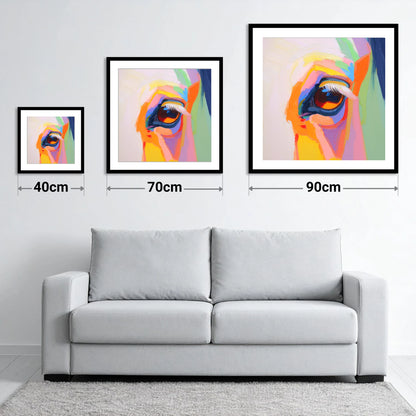 Kaleidoscopic Gaze - size guide showing 40cm, 70cm and 90cm art prints