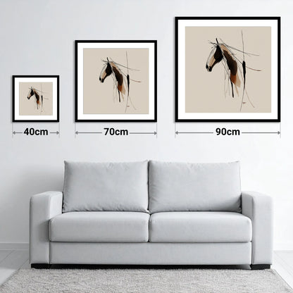 Fluid Grace - size guide showing 40cm, 70cm and 90cm art prints