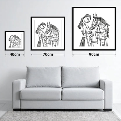 Lines of Connection - size guide showing 40cm, 70cm and 90cm art prints