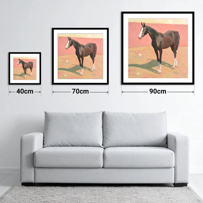 Quiet Grace in Pastel - size guide showing 40cm, 70cm and 90cm art prints