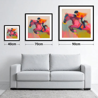 Vivid Ascent - size guide showing 40cm, 70cm and 90cm art prints
