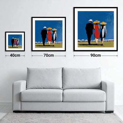 Summer Racing Elegance - size guide showing 40cm, 70cm and 90cm art prints