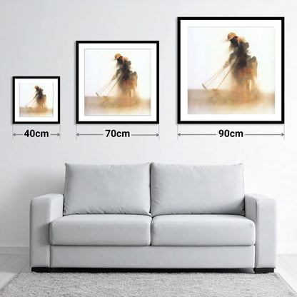 Suspended in Dust - size guide showing 40cm, 70cm and 90cm art prints
