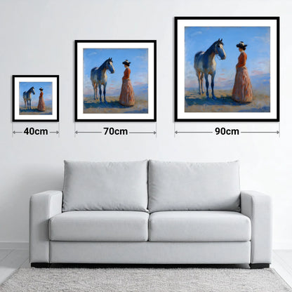 A Timeless Bond - size guide showing 40cm, 70cm and 90cm art prints