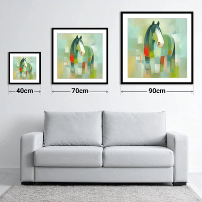 Modern Geometric Cob - size guide showing 40cm, 70cm and 90cm art prints