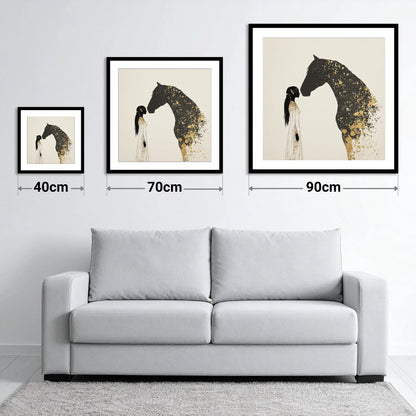 Gilded Bond - size guide showing 40cm, 70cm and 90cm art prints
