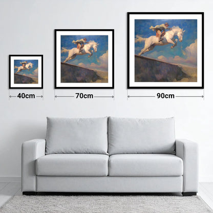 Skyward Bound - size guide showing 40cm, 70cm and 90cm art prints