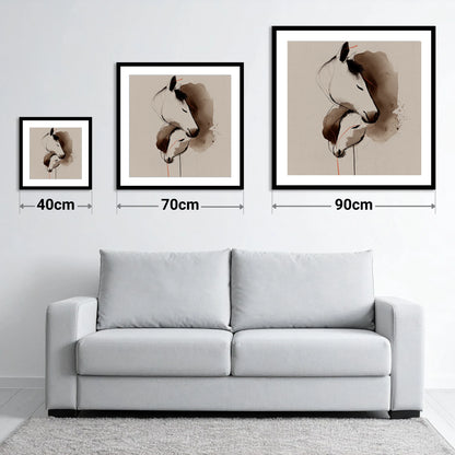 Tender Sepia Bond - size guide showing 40cm, 70cm and 90cm art prints