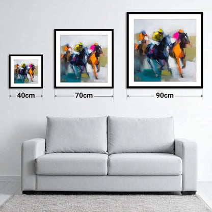 Rush of Silks - size guide showing 40cm, 70cm and 90cm art prints