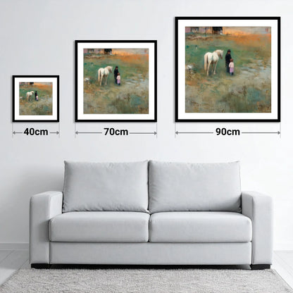 Twilight Companions - size guide showing 40cm, 70cm and 90cm art prints