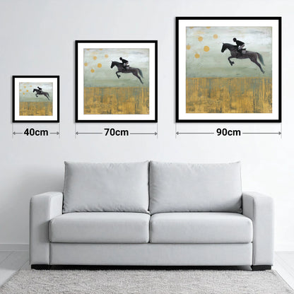 Gilded Flight - size guide showing 40cm, 70cm and 90cm art prints